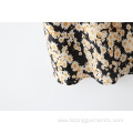 women french daisy printed satin fishtail skirt
